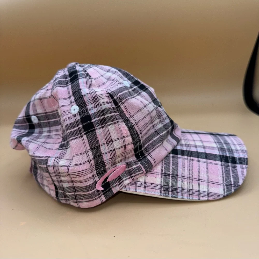 Pukka‎ Pebble Beach Embroidered Pink Plaid adjustable Baseball Cap, EUC